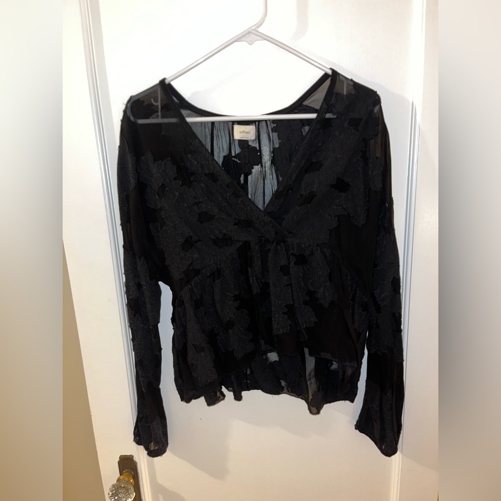 Aritzia Wilfred Augustine Peplum Blouse Black